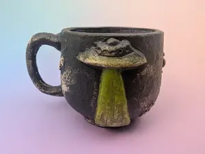 Get In Loser Teacup - Cratered Black Matte with Purple Inside