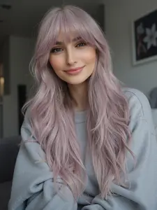 24 Inch Long Curly Synthetic Hair Wig, Highlights, Natural Comfortable Fit, Easy Maintenance, Suitable for All Ages, Synthetic Fiber Wig