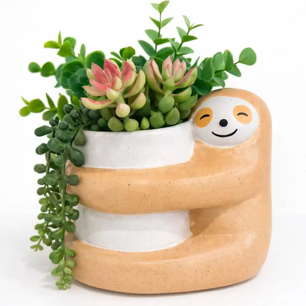 Large Hugging Sloth Planter Pot for Succulents & Plants