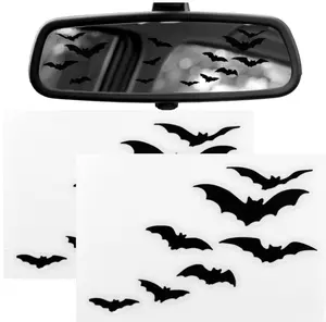 Halloween Bat Stickers for Car Window & Rearview Mirror Decal 14pcs Black Vinyl Bat Car Decorations 6x4cm Waterproof Humidity Resistant Perfect for Car Windows Laptops Mugs Mirrors