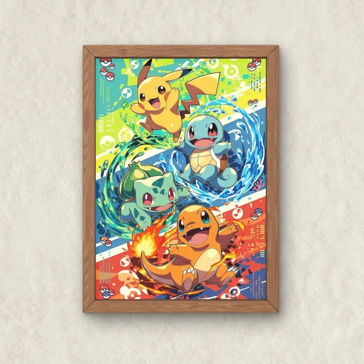 Cute Poke Gen 1 Anime Poster, Kids Bedroom Wall Decor, Gift Idea for Him, Unframed Wall Art, Home Decor