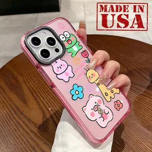 Phone Case for iPhone 16 Plus 15 Pro Max 14 13 12 11 Flower Piglet Bunny Pattern Non-Yellowing Shockproof Soft Silicone Transparent Cover
