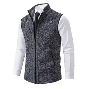 Men’s casual thermal knitted sleeveless sweater vest; men’s knitted cardigan; for husband; fall outdoor tank top jacket; warm sleeveless jacket