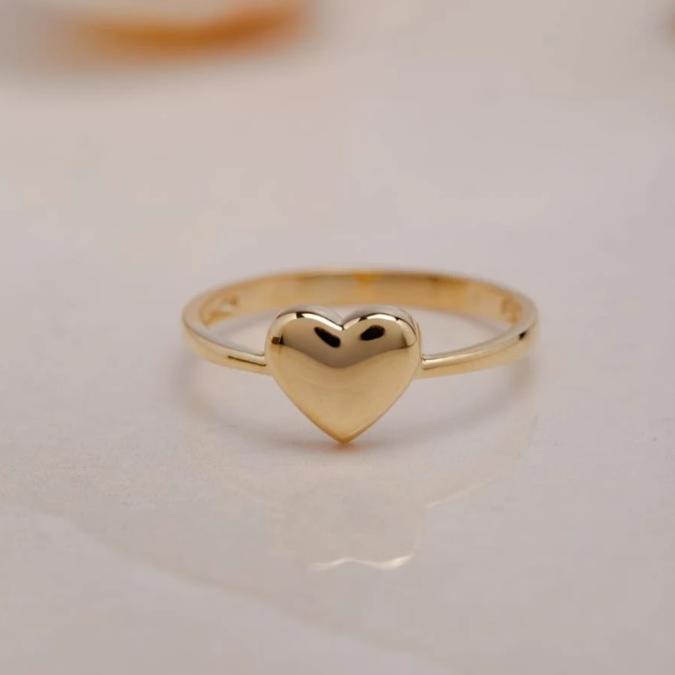 Gold Tone Heart Ring – Minimalist Adjustable Dainty Ring for Women