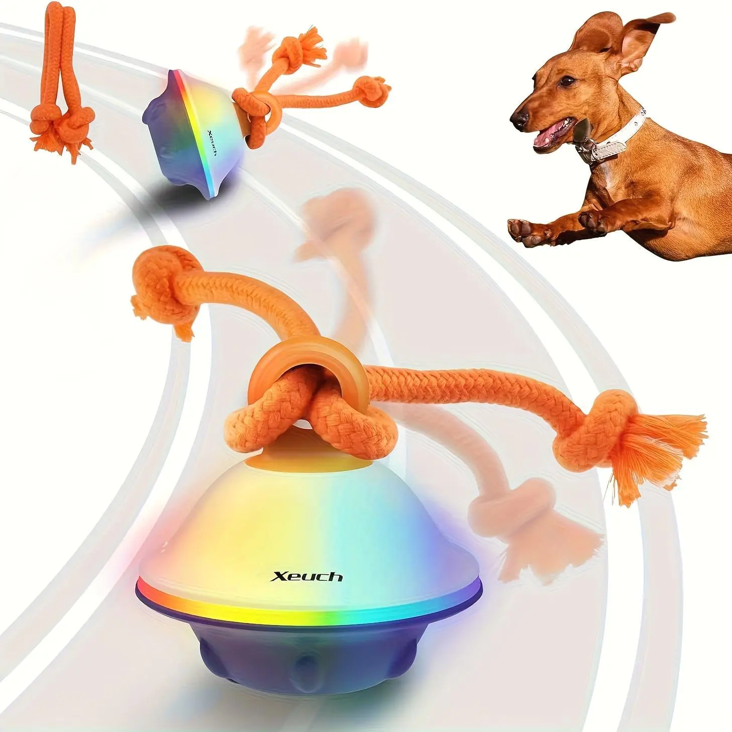 Dog Toys, Automatic Moving And Rolling Dogs Ball with Rope, Motion-Activated Wicked Ball with Voice Recording for Small Medium Pup, Stimulation Toy for Boredom