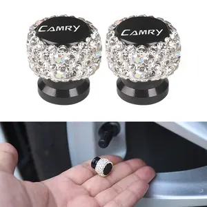 4pcs Toyota Camry Car Accessories, Diamond Finish Tire Valve Caps, Shiny Lustrous Universal Metal Valve Covers, Stylish Car Accessories