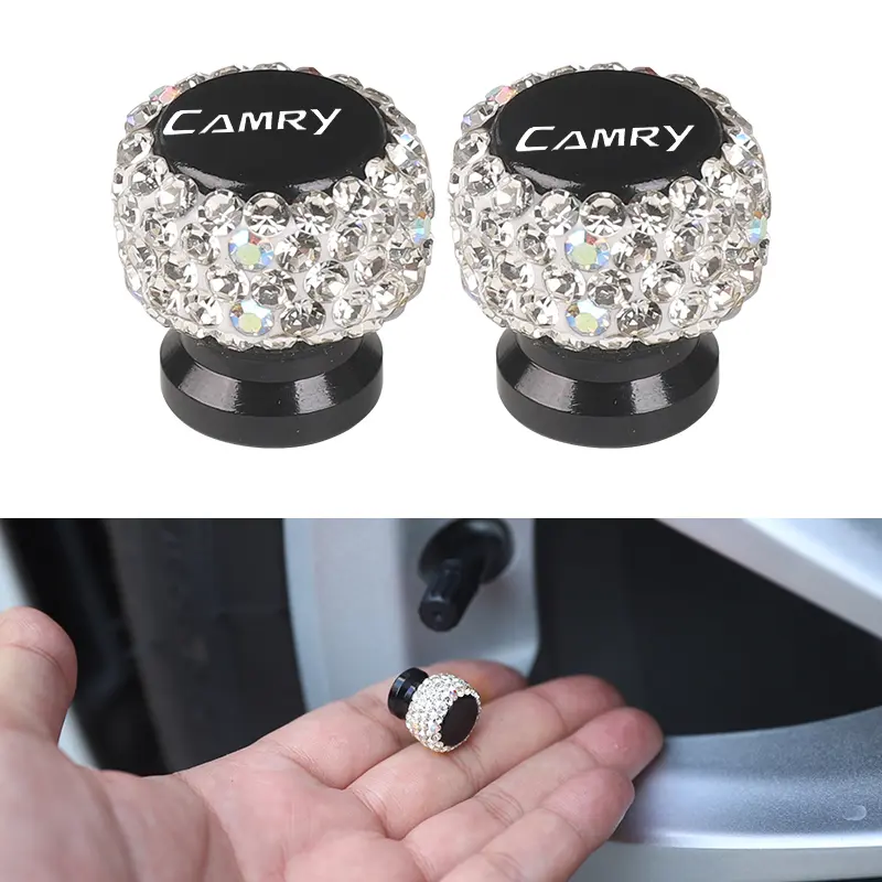 4pcs Toyota Camry Car Accessories, Diamond Finish Tire Valve Caps, Shiny Lustrous Universal Metal Valve Covers, Stylish Car Accessories, Auto Parts