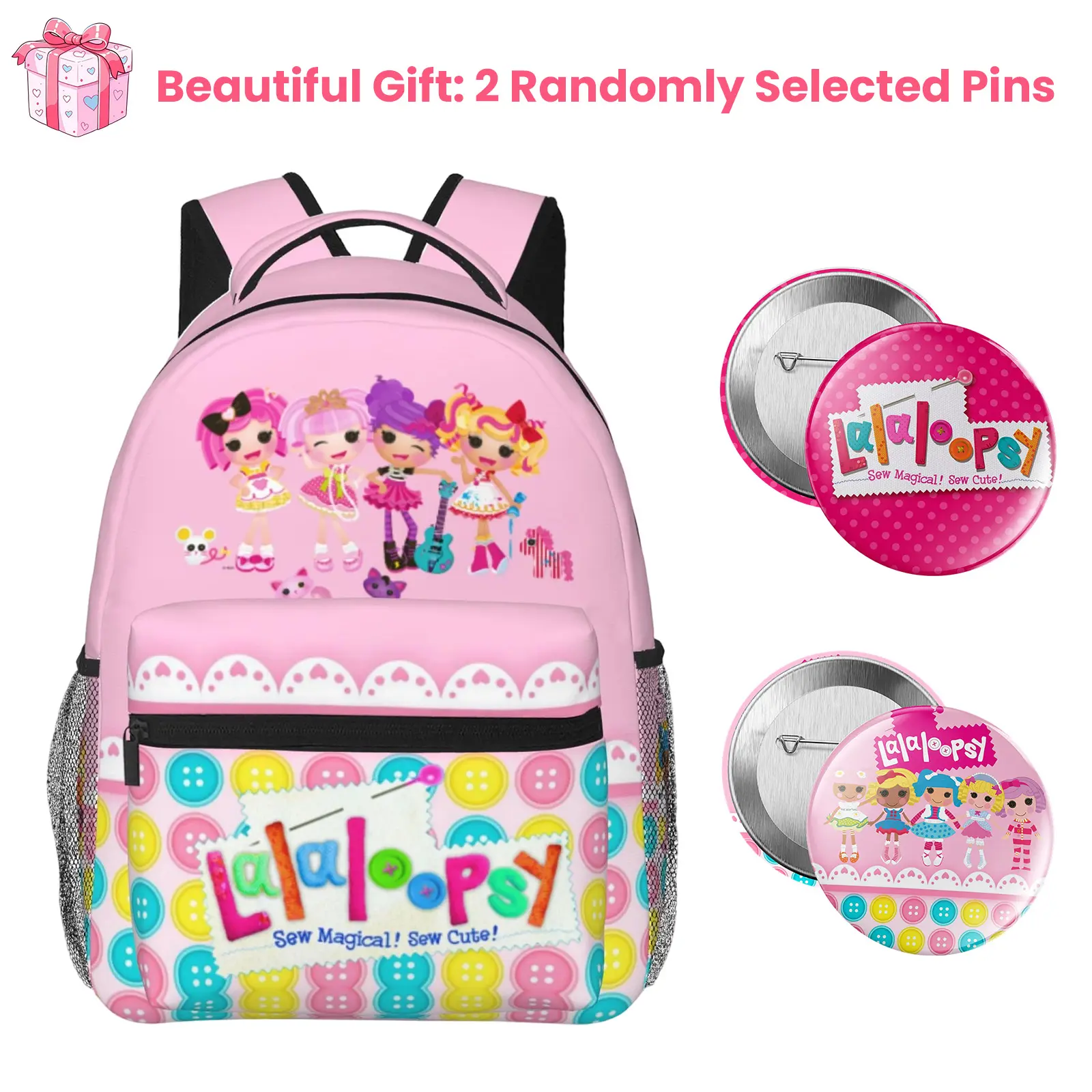 Lalaloopsy Kids Backpack We're Lalaloopsy Netflix Bookbag with Multiple Pockets MGA Lalaloopsy Durable Everyday Pack for Commuting, Camping & Outdoor Adventures