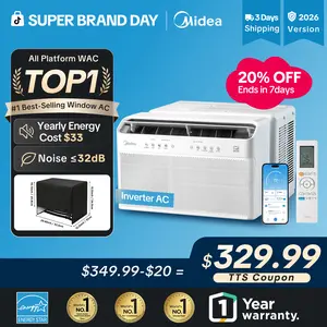 【SBD】Midea 6K/8K/10K/12K BTU U Shaped Smart Inverter New Window Air Conditioner,  2026 version AC, Cools up to 450 Sq. Ft.,Ultra Quiet with Open Window Flexibility, Works with Alexa/Google Assistant, 35% Energy Savings, Remote Control, New Arrivals