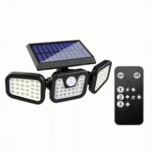 Triple Head Solar Motion Sensing LED Light 2 Sets IP44 Weather Resistant Wireless Outdoor Security Light for Outside House Fence Lawn Backyard Use