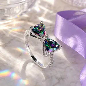 Bow Cubic Zirconia Ring – Elegant Rhinestone Bow Wedding Band, Dainty Engagement Style Ring, Sparkling Bridal Jewelry, Perfect Birthday/Anniversary Gift for Wife/Girlfriend