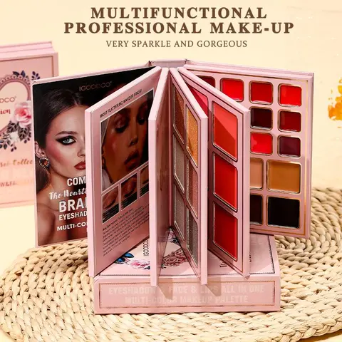 IGOODCO IG3057 5-Page Compact Eyeshadow Palette - 78 Highly Pigmented Shades (Matte/Glossy, Pressed Glitter) - 5-Page Book Design Eye Makeup Product, Professional Cosmetic Palette for Summer Use
