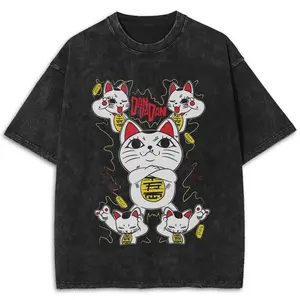 Dandadan Heavy Oversized Acid-Washed T-Shirt, Vintage Turbo Granny Streetwear, Funny Japanese Anime Shirt, Anime Casual Cotton Shirt 9QG