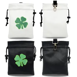 Lucky Clover Pattern Golf Ball Bag, Portable Drawstring Golf Ball Storage Bag, Golf Club Accessories for Men and Women, Ideal Gifts for Golf Enthusiasts