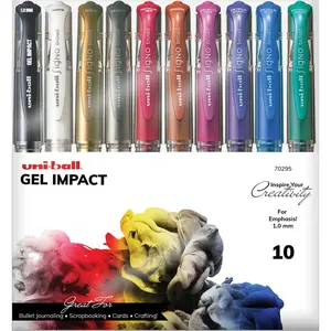 Uniball  1 mm Gel Impact Metallic Ink Pen, Assorted Color - Pack of 10