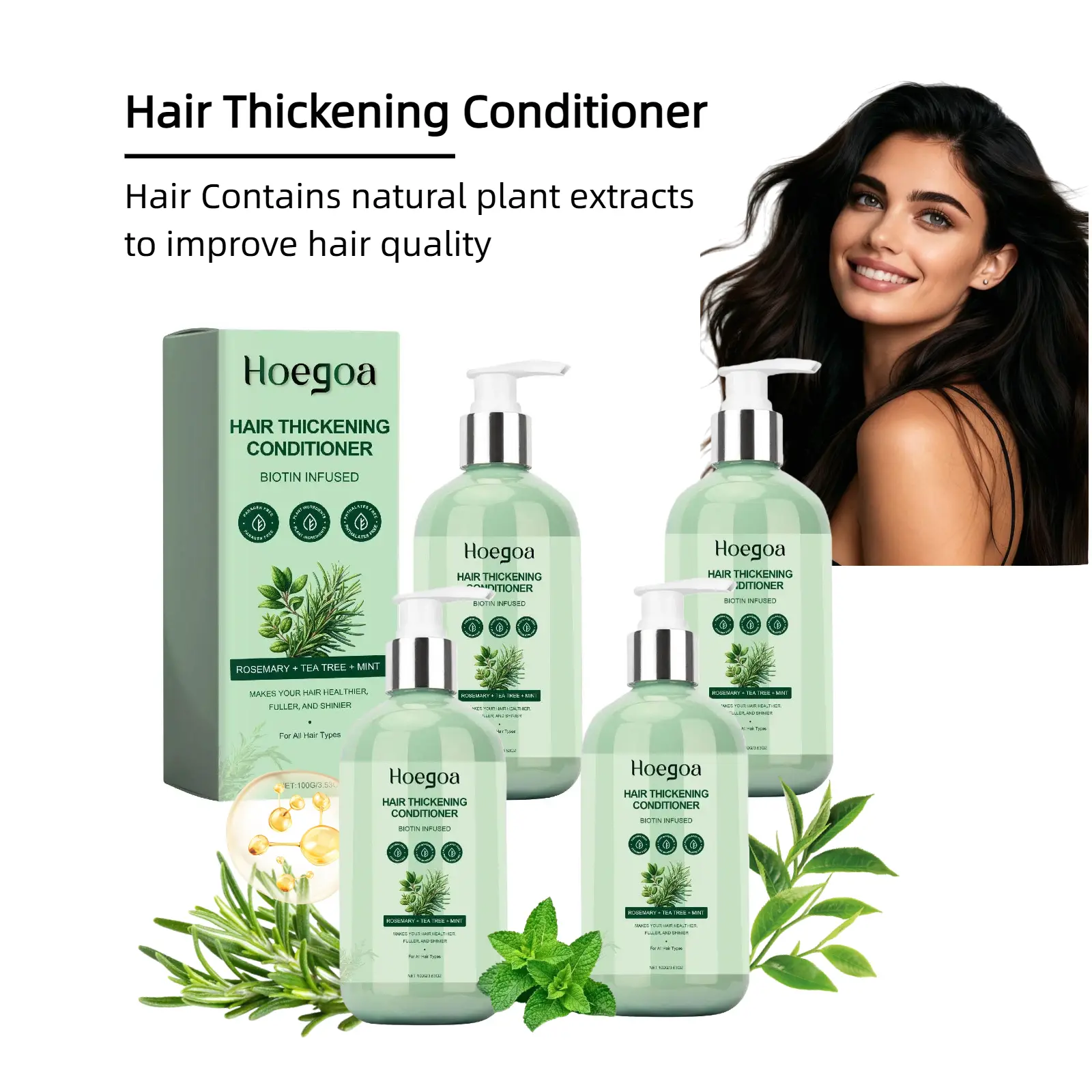 Rosemary Hair Growth Conditioner: Thickening Moisturizing Product with Biotin for Women Men - for Damaged Dry Thinning Hair，Help Increase Manageability - Infused with Biotin to Support Longer, Healthier Strands Gentle Mild Hair Density Shampoo Natural Ext