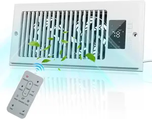 Register Booster Fan 4"x10", 10-Speed Quiet Vent Fan with Negative , Thermostat & Remote, Enhances and Improves Heating & Cooling Efficiency, Air Vent Booster for  Room Comfort, White