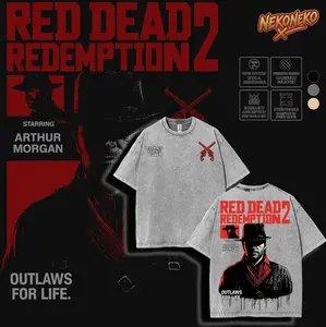 Arthur Morgan Red Dead Redemption 2 Graphic Tee, Vintage 90s Bootleg Style Washed T-shirt, Outlaws For Life Streetwear, Premium Cotton Gamer Gift