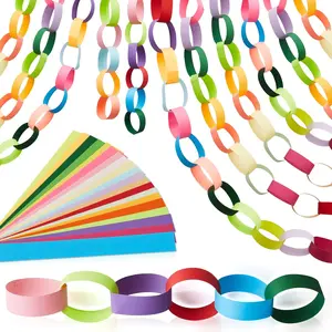 240 Sheets Bright Paper Chain Strips with Tape – 46 Ft DIY Construction Paper in Assorted Colors, 1"x8" Precut Strips for Crafts, Party Decorations & Classroom Activities