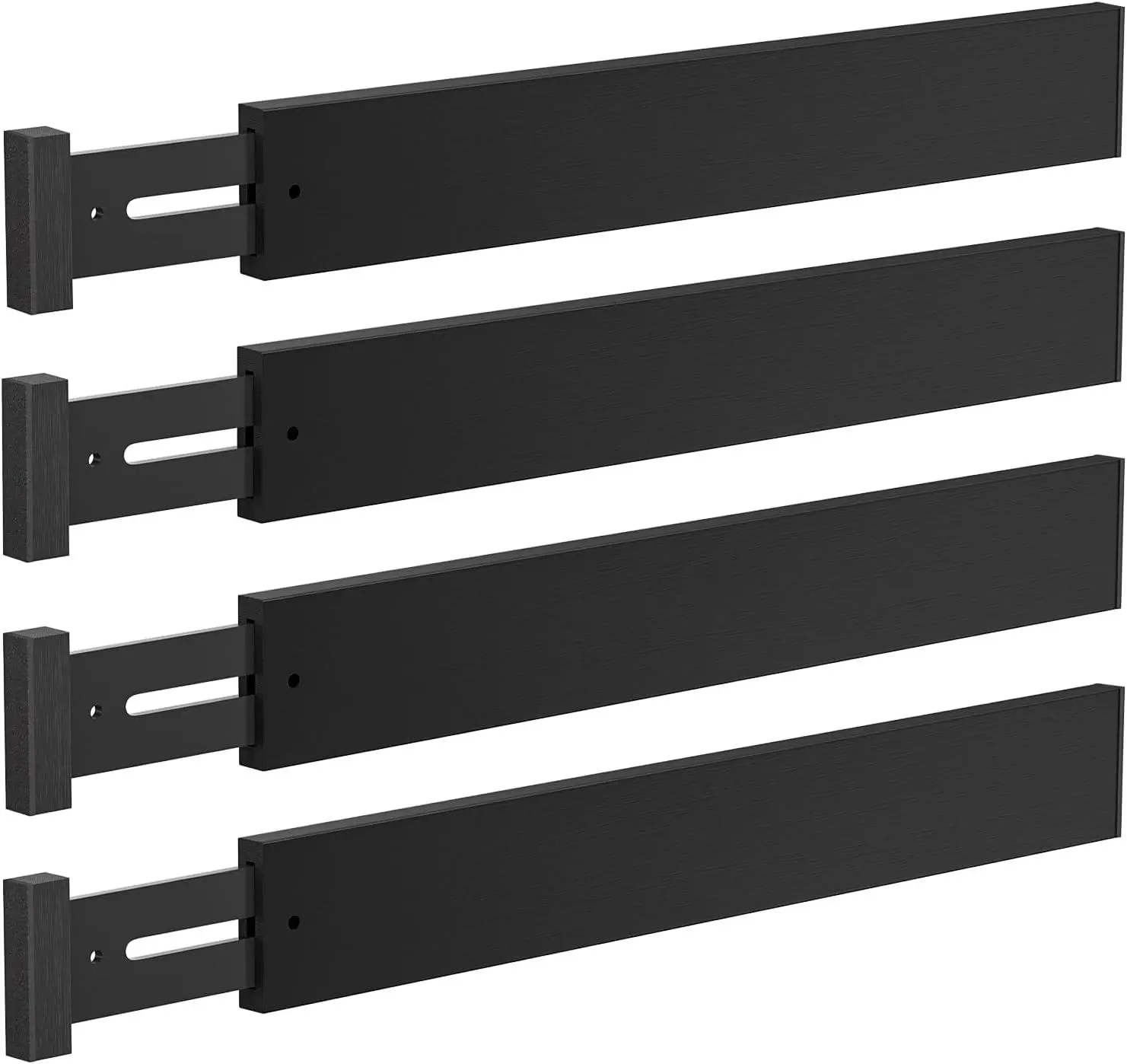 4 PCS Drawer Divider, 17"-22" Adjustable Bamboo Drawer Dividers Organizers, Expandable Separators for Kitchen, Clothes, Dressers, Home, Office, Black DUCOO Racks Set