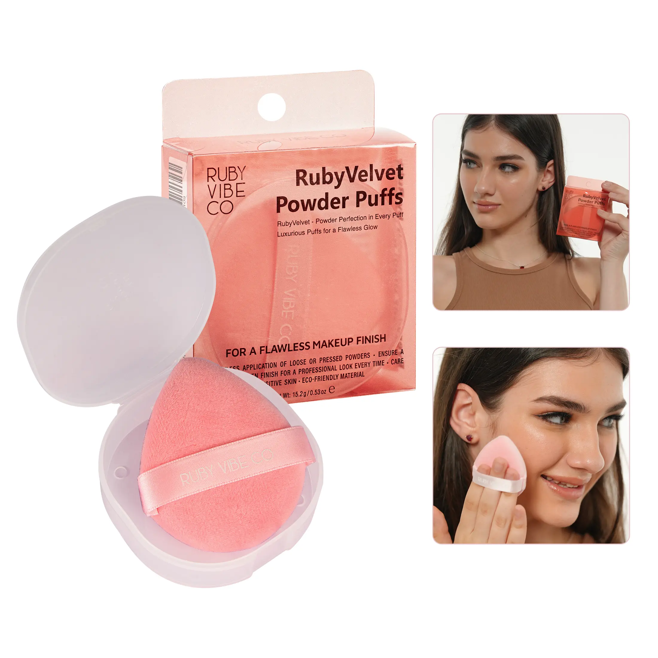 RUBY VIBE CO 1-Piece Powder Puff & Makeup Puff, Latex-Free Crystal Velvet Setting Powder Puff for Face Powder, Soft Reusable Powder Sponge, Makeup Accessories