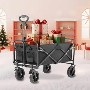 Foldable Wagon Cart - All-Terrain Wheels. Large Capacity for Outdoor Fun. Heavy Duty with Drink Holders. #WagonCart #OutdoorEssential.