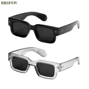 2-Pack Retro Square Sunglasses for Men & Women Y2K Trendy Eyewear with Black & Transparent Frames UV400 Protection Lightweight Shades for Summer Beach Travel & Streetwear