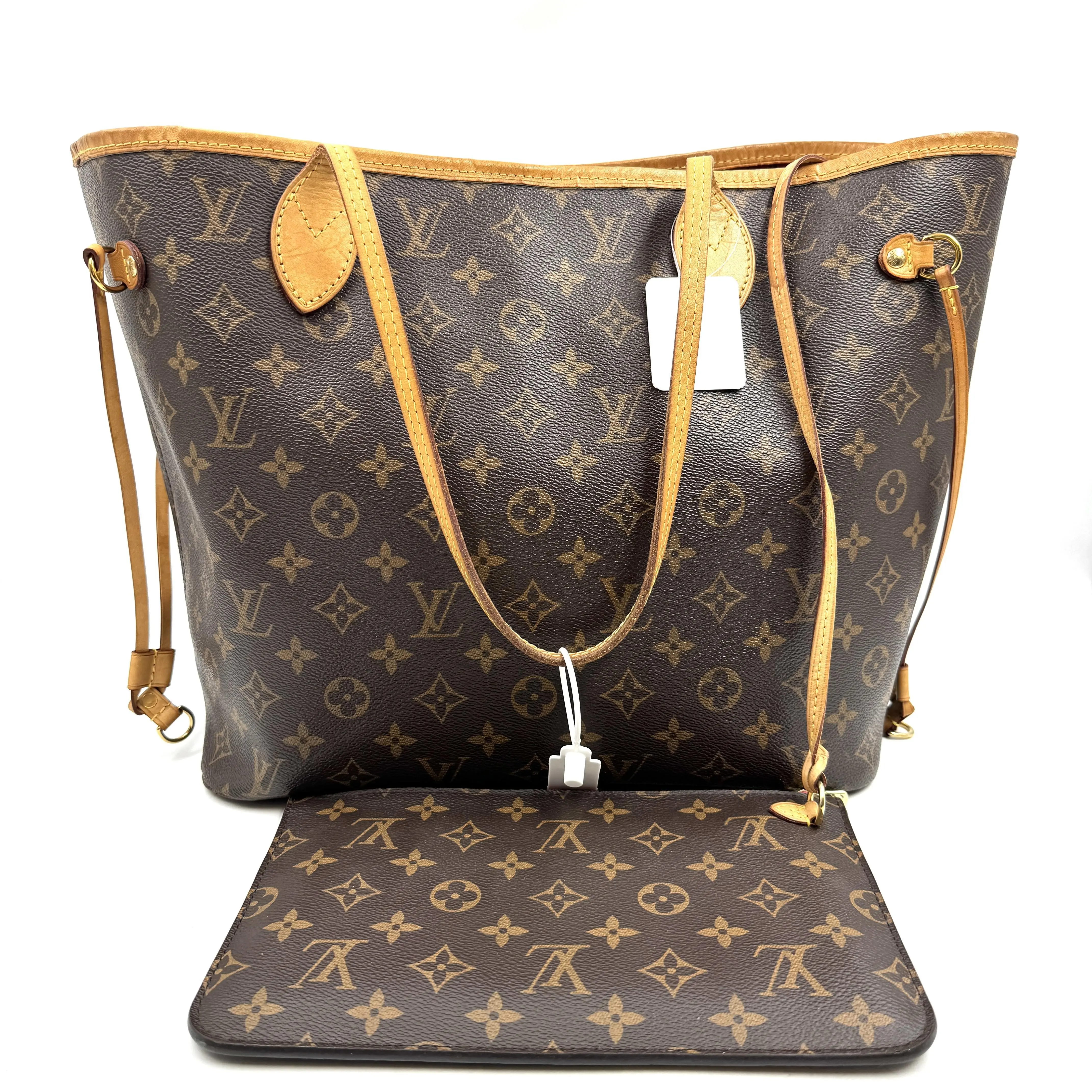 Pre-owned Louis Vuitton As Shown Tote Bags Neverfull MM Monogram Red Interior bag with Pouch HZ1640 26.02.12