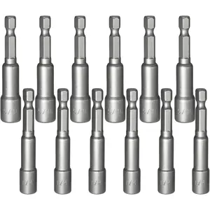 12 count 1/4 & 5/16 Inch  Nuts Driver  Driver Drill Bits - 1/4 Inch Shank, Power Nut Drill Bit Socket Nut Driver Bits for Electric