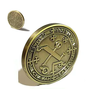 The Seal of Archangel Camael 72 Names of God seal coin with Peaceful Relationships Symbol and 72 Names of God Formula for Spiritual Frequencies