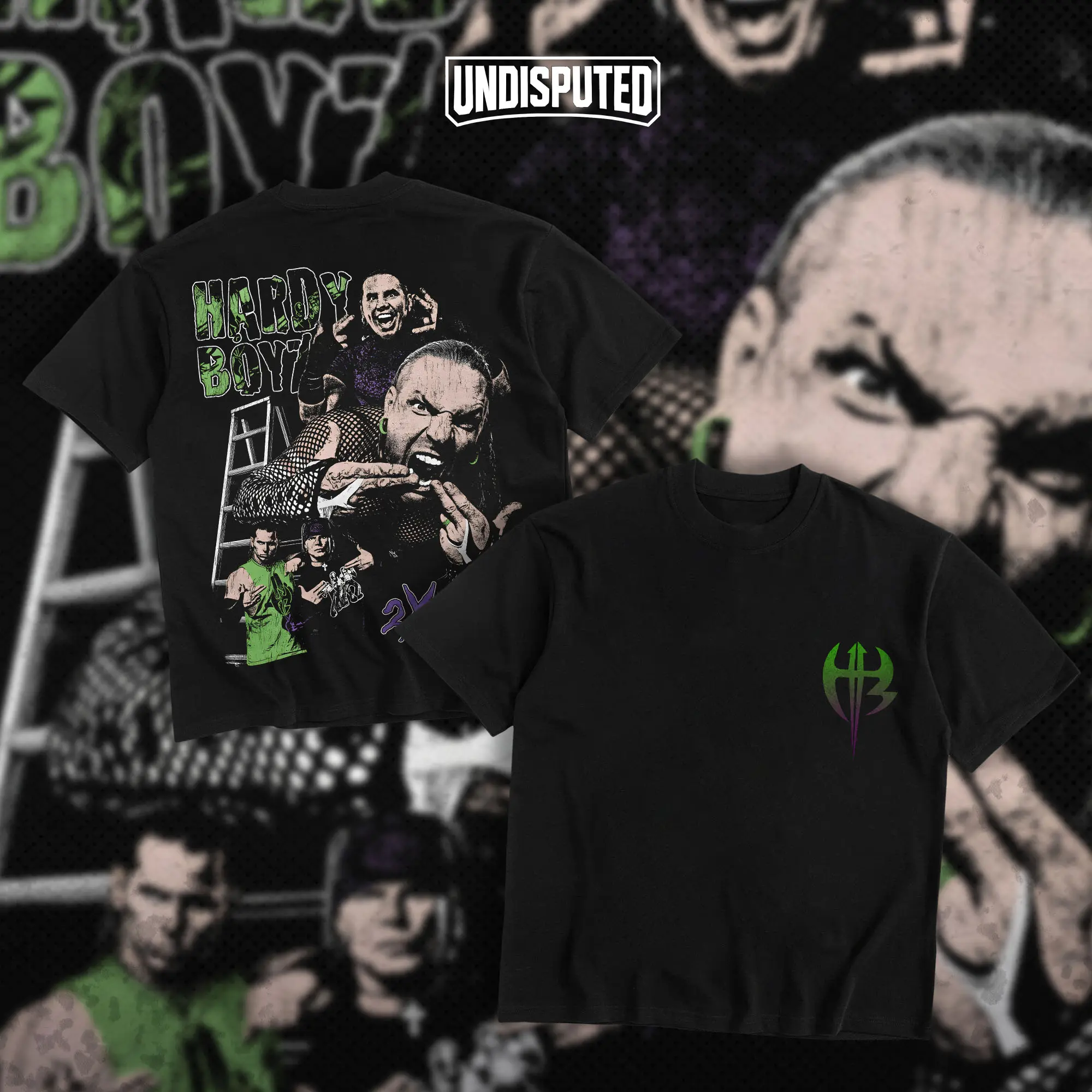 UNDISPUTED Hardy Boyz 2Xtreme WWE Heavy Cotton Unisex Shirt Jeff Hardy Matt Hardy Tshirt TNT Wrestling Fan Apparel Menswear Direct-to-garment Breathable Printing