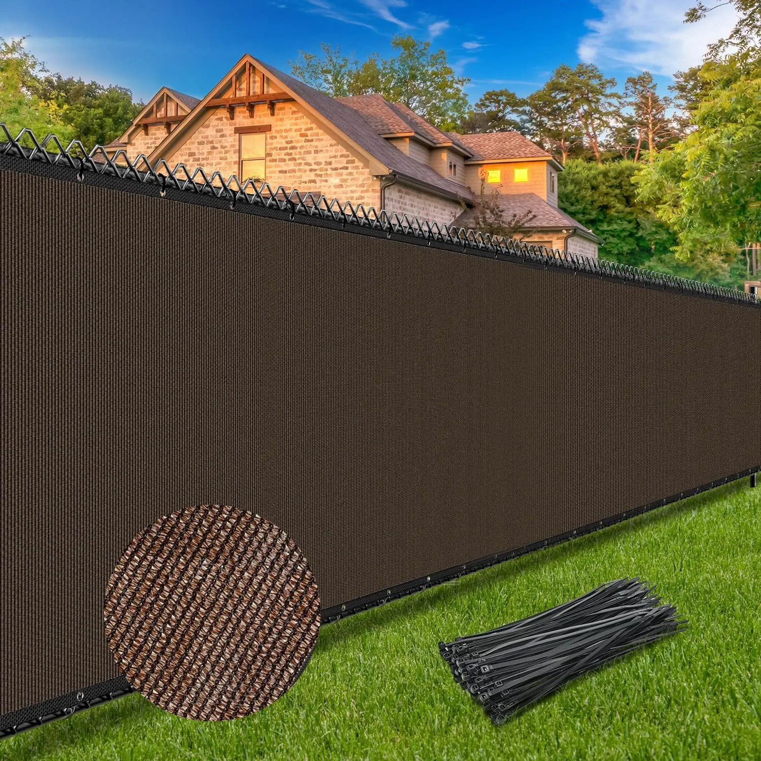 Privacy Fence Screen 6' x 50', Heavy Duty 170GSM HDPE Mesh, 95% Privacy, Reinforced Edges with Grommets for Chain Link & Wood Fences, Patio, Balcony & Yard