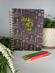 Nubian Masterpiece - "The Best Is Yet To Come", 4 Subject Spiral Bound Hardcover College- Ruled Lined Notebook and Ballpoint Pen Set blank  notebook