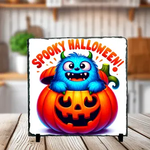 Spooky Halloween Monster Sublimated Square Photo Slates 6X6