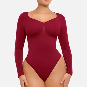 FeelinGirl Womenswear Seamless Long Sleeve Thong Bodysuit for Tummy Control V Neck Going Out Fabric Comfortable Casual shaper clothes #Summervibes FeelinGirl Womenswear Seamless Long Sleeve Thong Bodysuit for Tummy Control V Neck Going Out Fabric Comfortable Casual shaper clothes #Summervibes