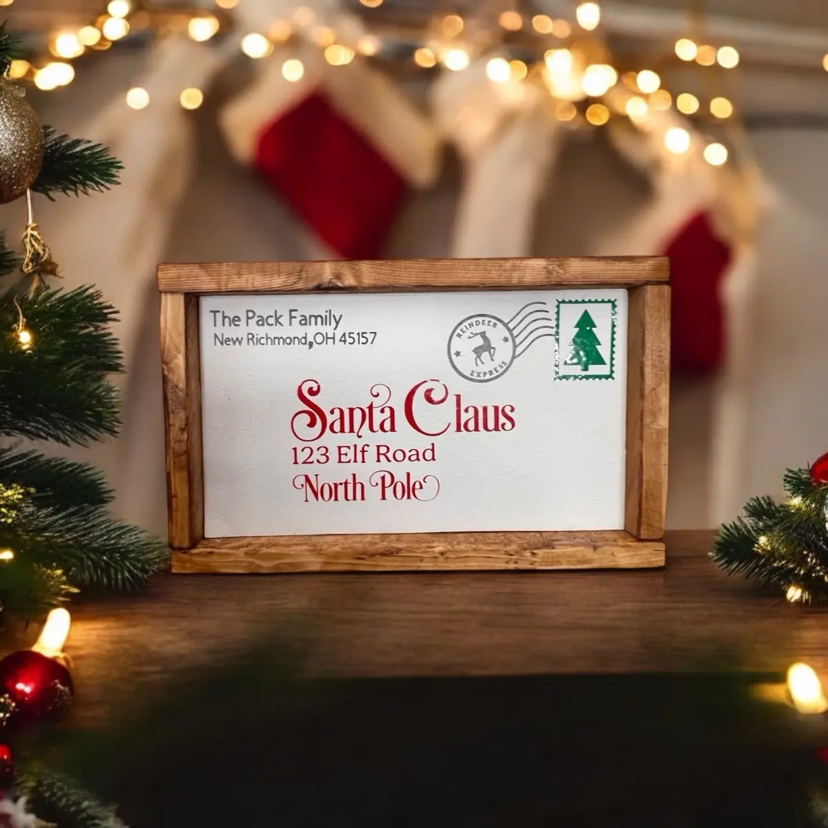 Personalized Santa Letter Wood Sign - Handmade Rustic Farmhouse Wall Decor for Christmas and Weddings Gift Wooden Decoration Ornaments