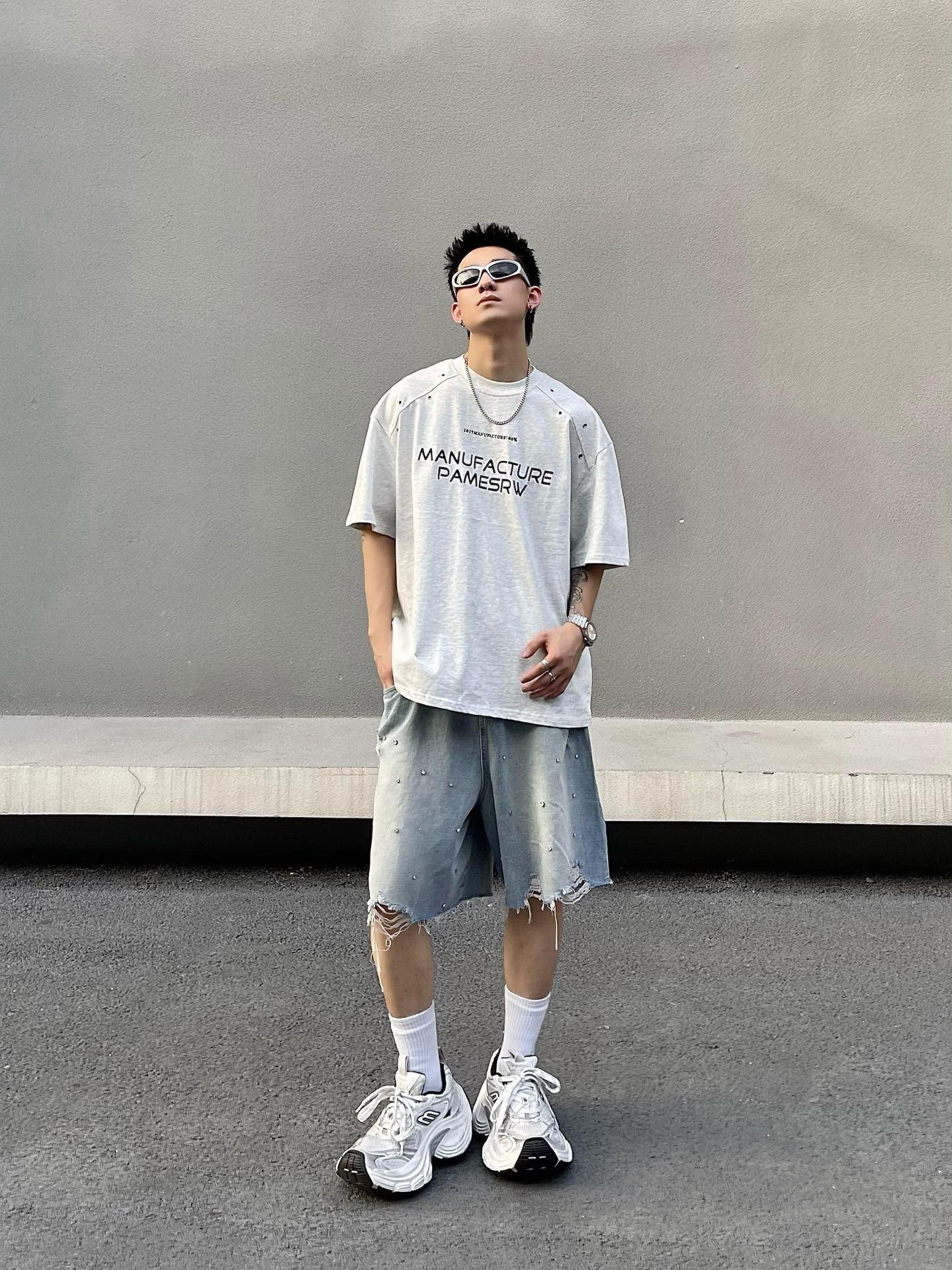 Noctra Frayed-edge Loose-fit Casual Versatile Denim Shorts