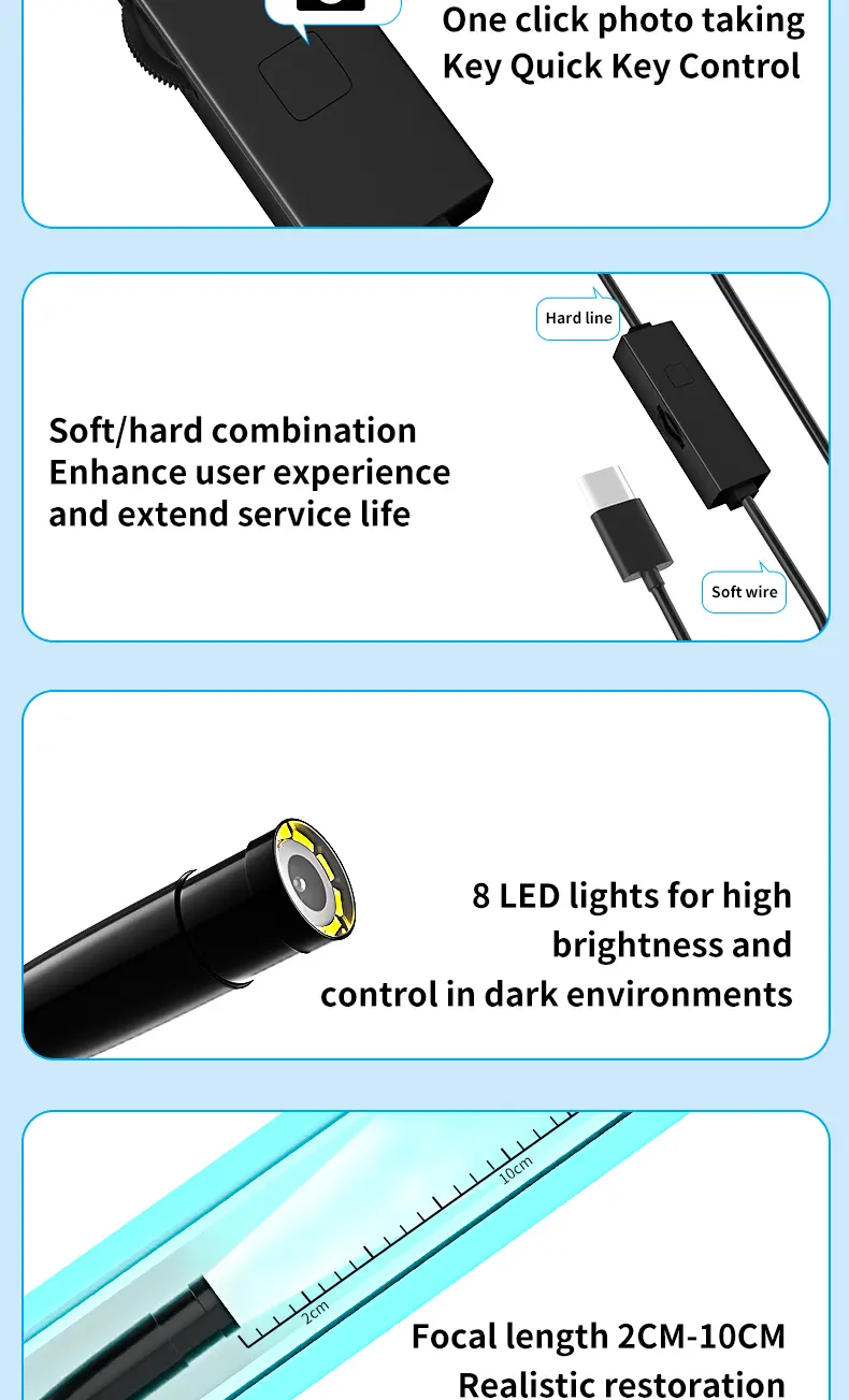 1920P HD Automotive Diagnostic Endoscope Borescope Inspection Camera, 400 Resolution, 8 Adjustable LED Lights, 11.48ft Semi-Rigid Snake Cable, IP67 Waterproof, Plug & Play for iPhone Android (Car Inspecting, Home Repair)