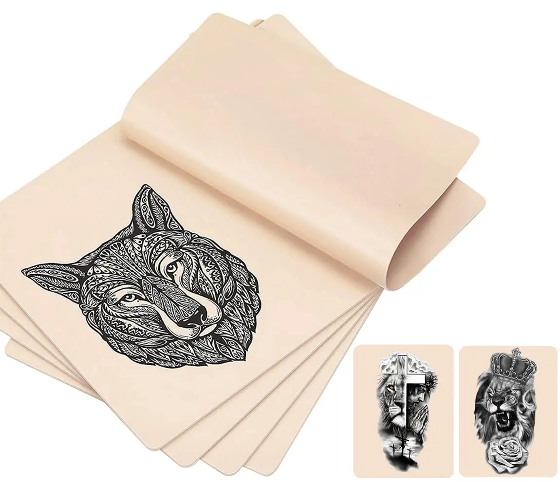 5 Pcs Blank Tattoo Skin Practice, Fake Skin Double Sides 8x6in Tattooing Microblading Eyebrow Practice Skin Kit Tattoo Supplies for Tattoo Beginners and Experienced Tattoo Artists (5pcs)