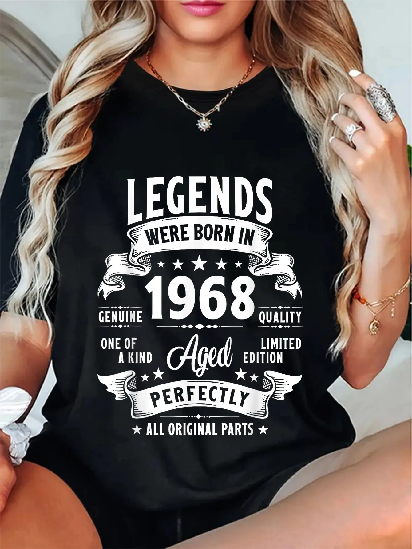 Unisex Graphic T-Shirt, Casual Vintage 1968 Cotton Short Sleeve Tops - Funny Everyday Gift for 57th Birthday
