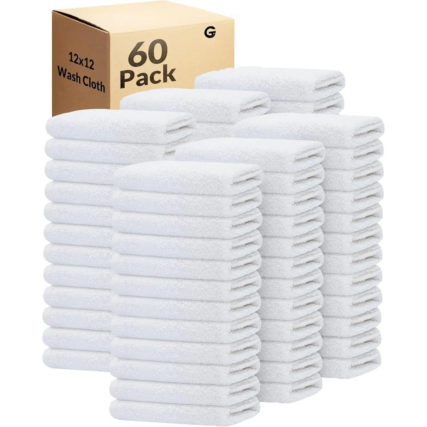 60 Pack Economy White Washcloths Set (12x12 inches) -  Blend Commercial Grade Cleaning Rags, Quick Drying & Soft  Cloths, Fingertip Towels for Bathroom, , Gym, and Kitchen