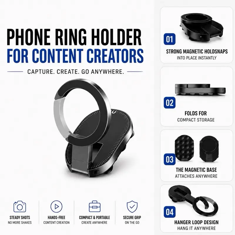 Maglock, Portable MagSafe Suction Mount, Stick Anywhere, Phone Holder, Mini Tripod, Multifunctional, Trendzy