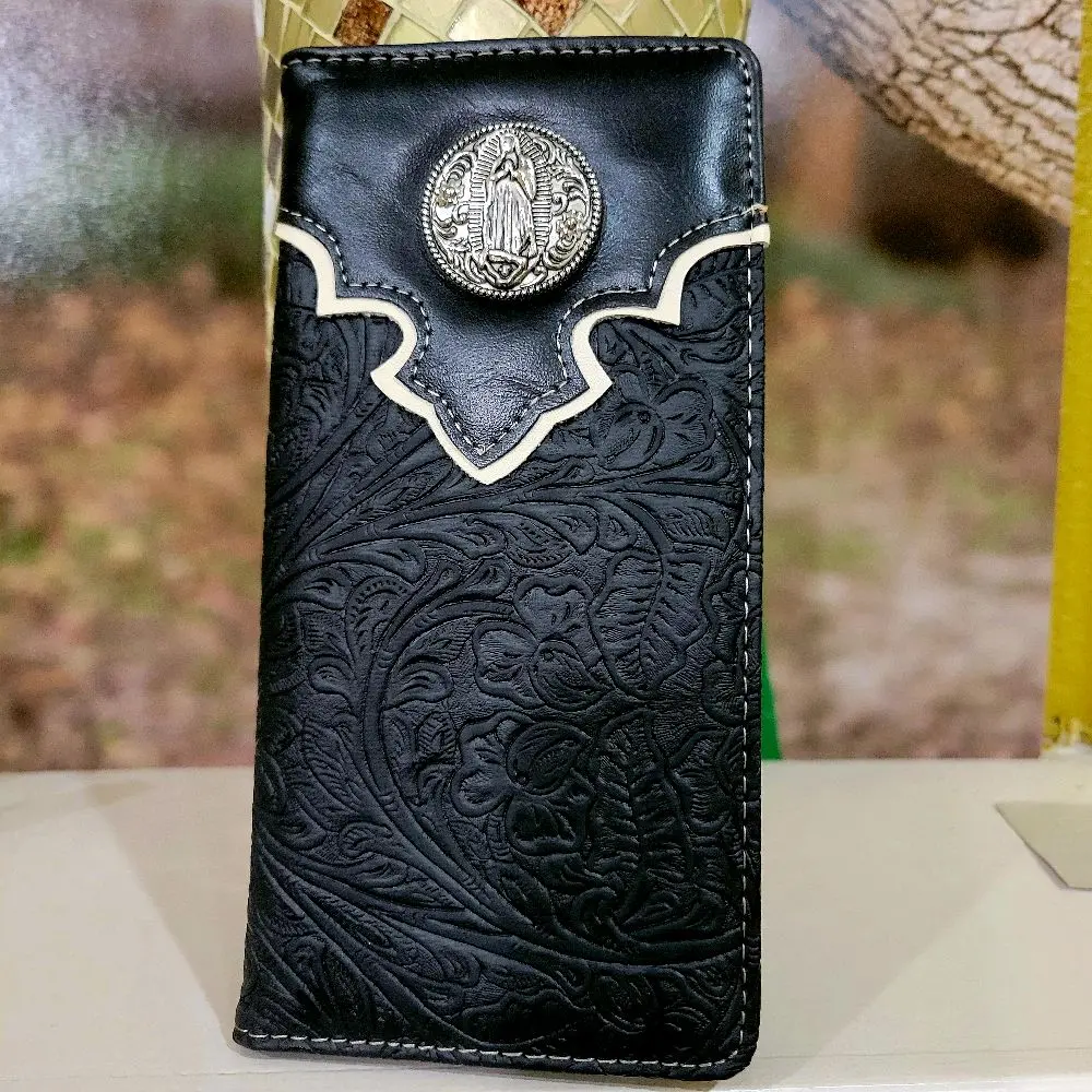 Virgen de Guadalupe Western wallet Cowboy wallet Religious wallet embossed look faux leather bifold wallet