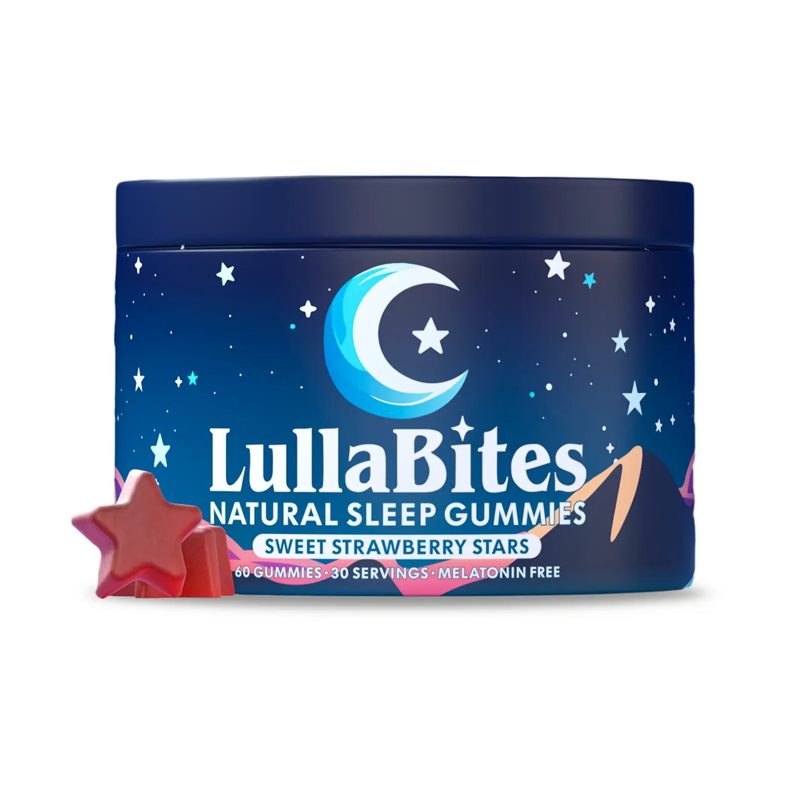 LullaBites Natural Sleep Gummies - 30 Servings -Sweet Strawberry Stars (Melatoni...