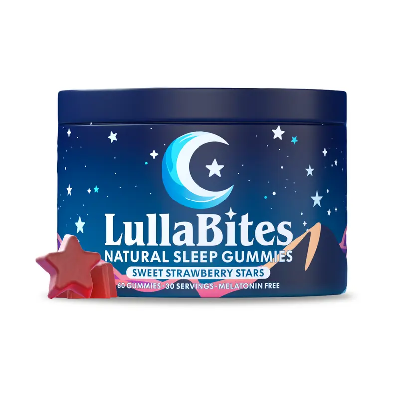 LullaBites Natural Sleep Gummies - 30 Servings -Sweet Strawberry Stars (Melatonin Free)