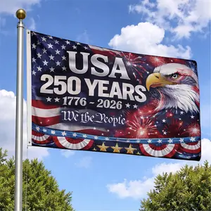 United States 250th Anniversary Flag, 3x5 feet, 1776-2026. Outdoor heavy-duty American patriotic banner with reinforced brass eyelets.