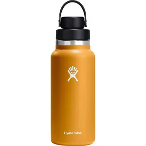 HYDRO FLASK 32oz Wide Mouth Chug Cap vacuum insulated stainless steel water bottle with leakproof closeable lid for cold water drinks, sports, travel, car and school Fossil