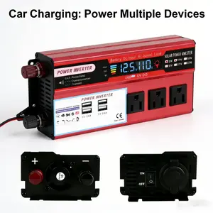 Heavy-Duty 500W Power Inverter 12V/24V to 110V AC for Truck RV Off-Grid Solar-Ready with Real-Time Battery Life Tracking & Versatile Device Charging