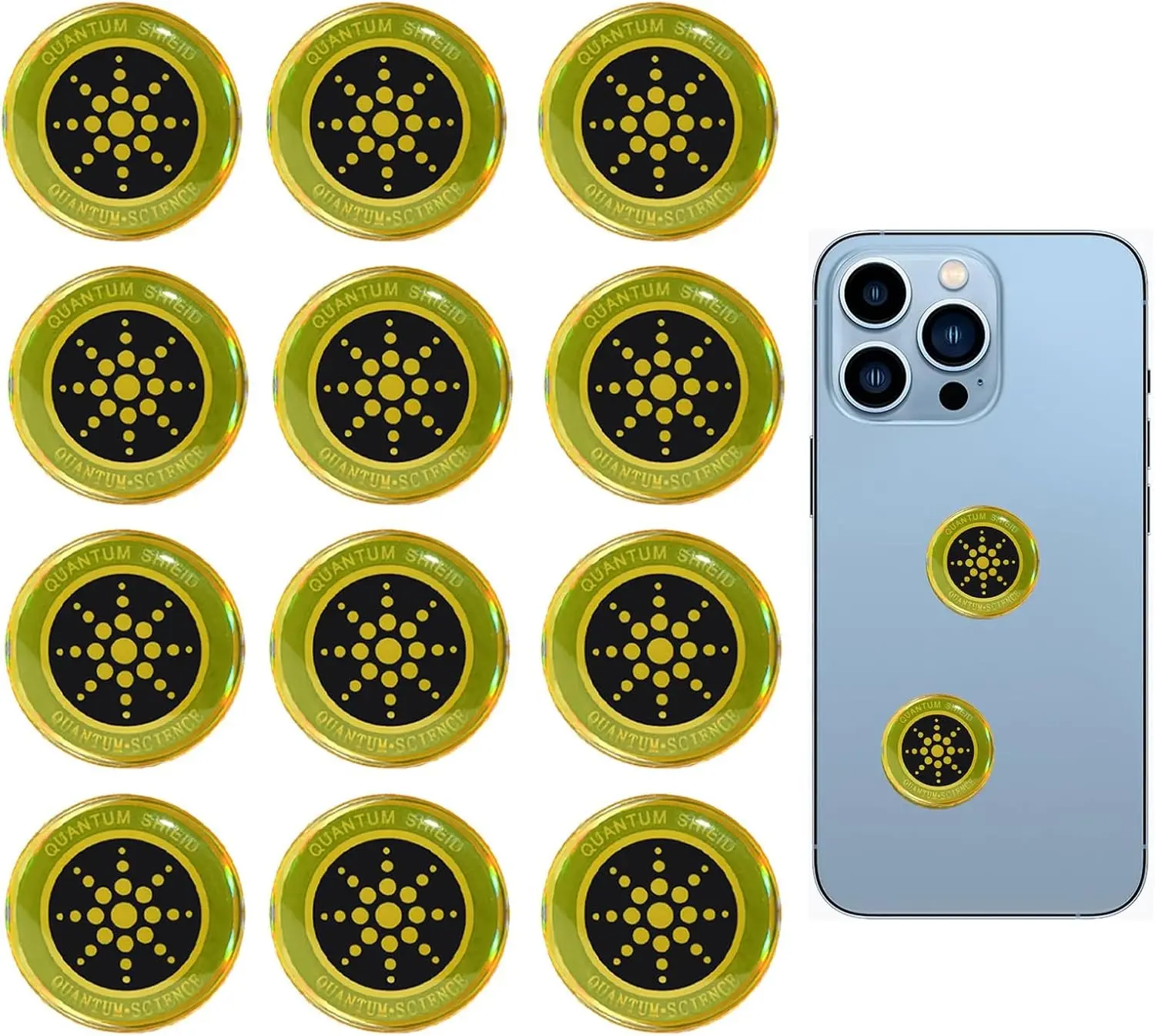 12 Pcs Emf Blocker for Cell Phone,Radiation Blocker,Emf Stickers for Cell Phone,A Practical Gift for Tech Lovers for Smart Phones/Laptops Electronic Devices Blockers(Gold Soft Film)