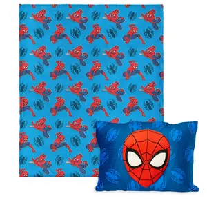 NORTHWEST Marvel Spider-Man Web All Over Silk Touch Throw Blanket 50" x 60" with 3D Plush Pocket Pillow 14" x 20", Spiderman Blanket and Pillow Set for Boys and Girls Official Licensed